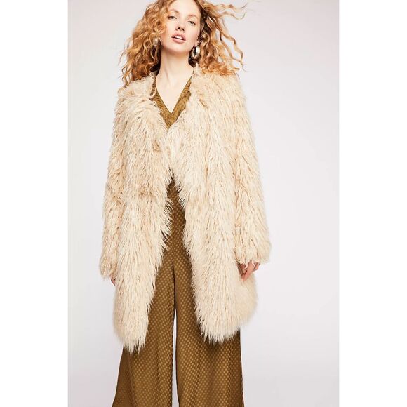 New Free People Florence Faux Fur Coat sz small - Picture 1 of 8